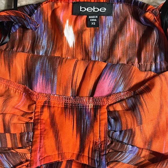 BEBE   Halter maxi dress, lace accent,tribal,aztec,multicolored,adj straps,EC - Picture 8 of 13